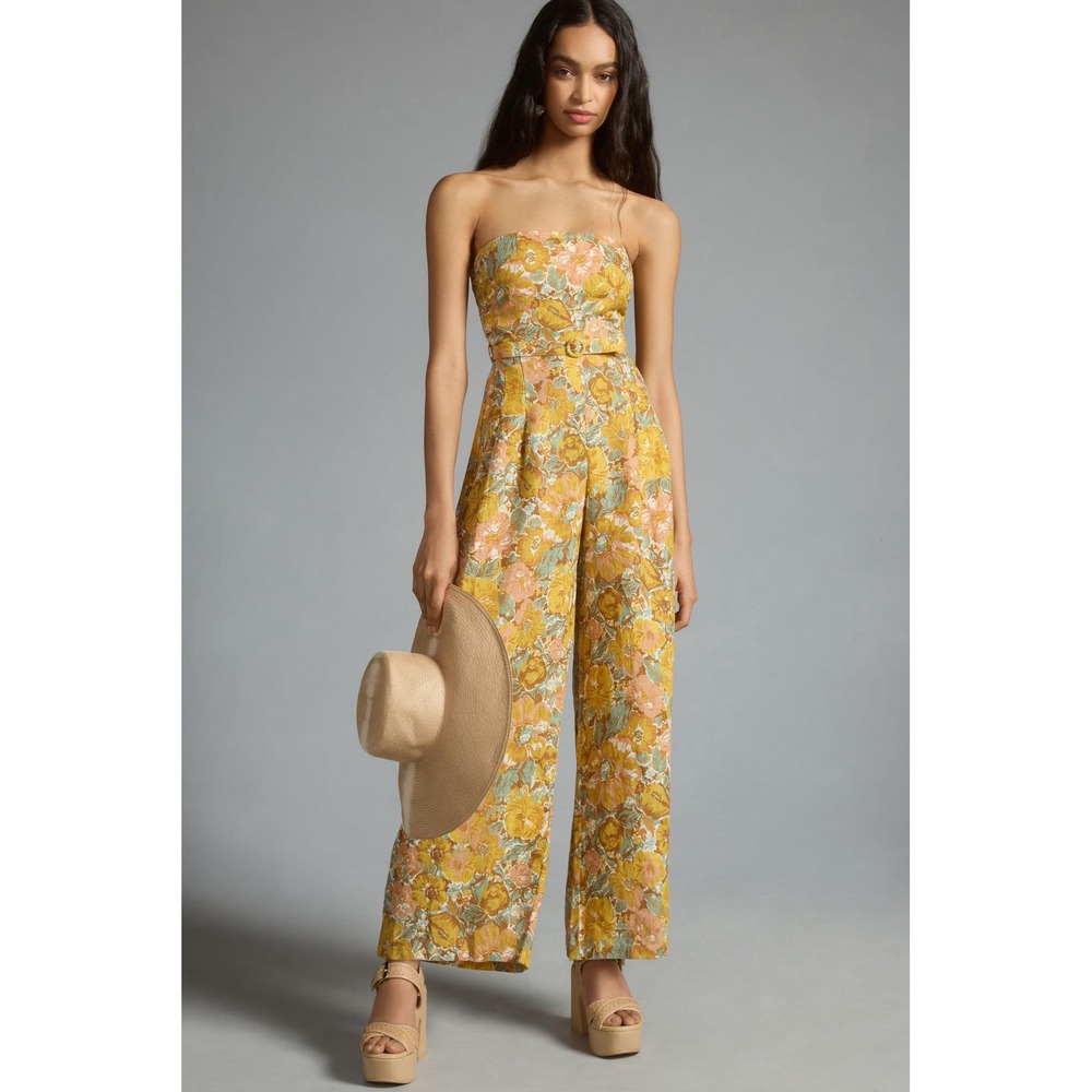 Faithfull the Brand Linen Alegrias Floral Print Jumpsuit in Yellow 4 Junie Print